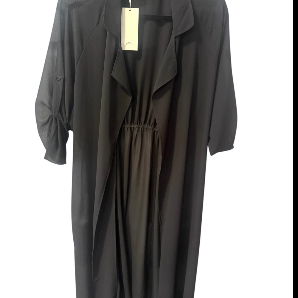Elegant Black Drape Cardigan L